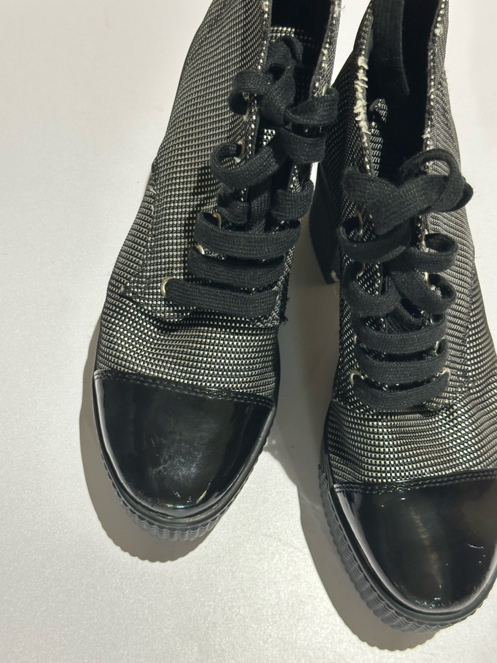 Jeffrey Campbell Black Metallic Lace-Up Combat Boots